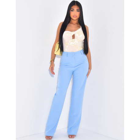 Straight cut high waisted trousers