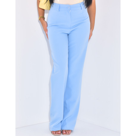 Pantalon de tailleur taille haute coupe droite