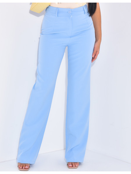 Pantalon de tailleur taille haute coupe droite