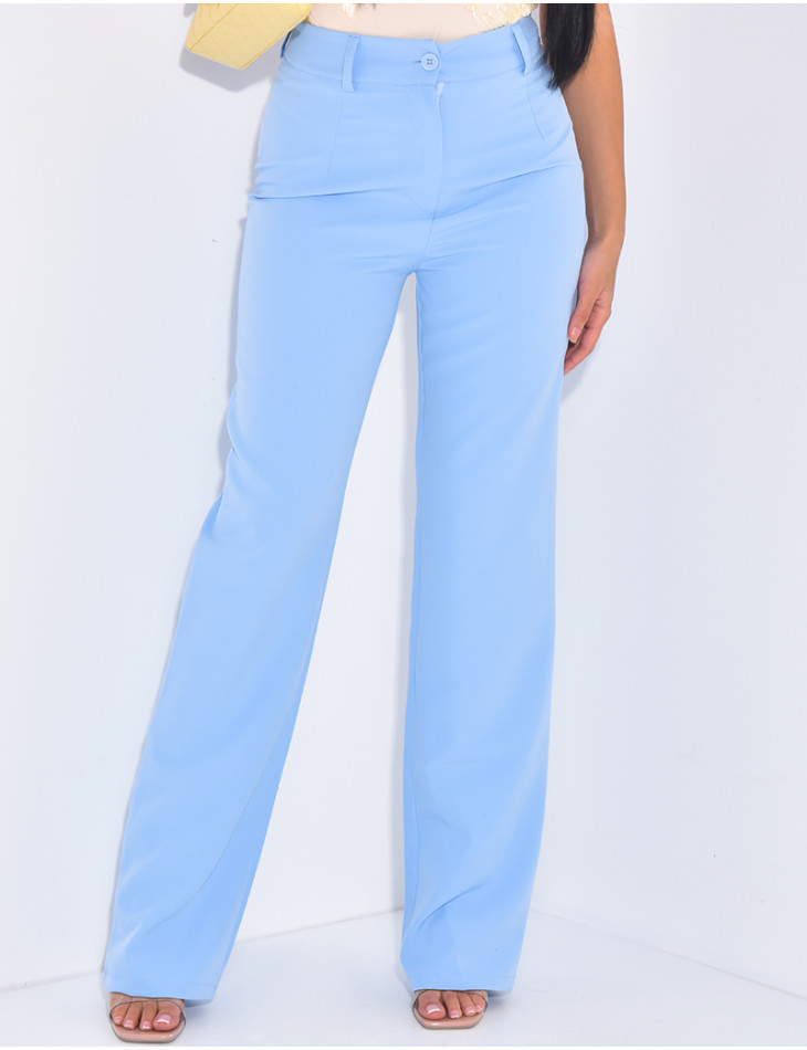 Pantalon de tailleur taille haute coupe droite