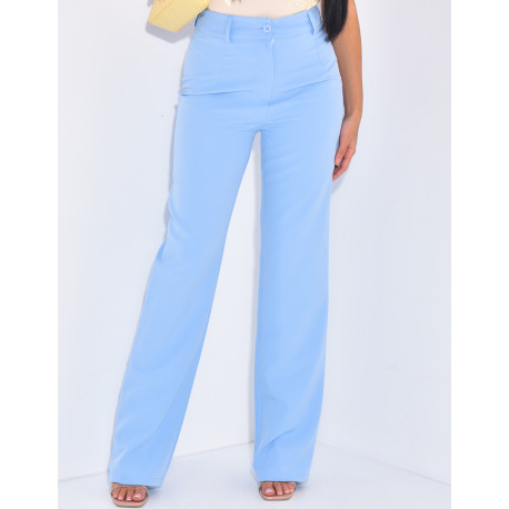 Pantalon de tailleur taille haute coupe droite