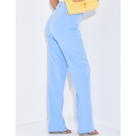 Pantalon de tailleur taille haute coupe droite