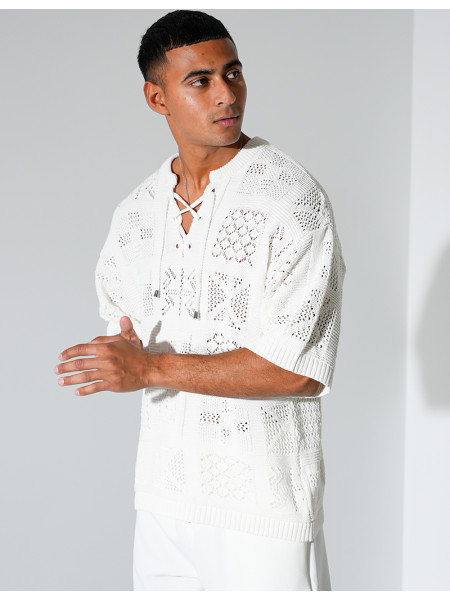 T-shirt ajouré à cordons