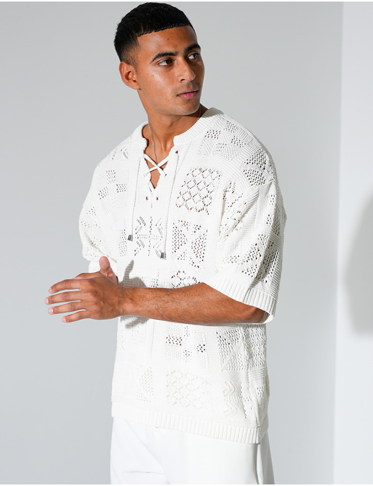 T-shirt ajouré à cordons