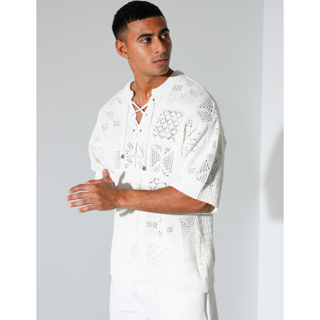 T-shirt ajouré à cordons