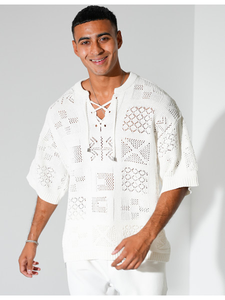 T-shirt ajouré à cordons