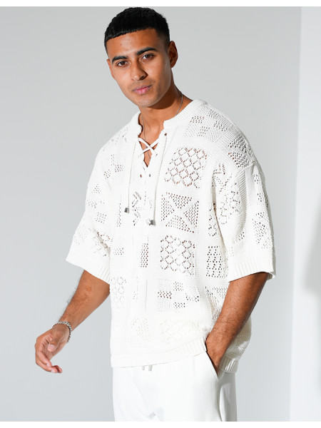 T-shirt ajouré à cordons