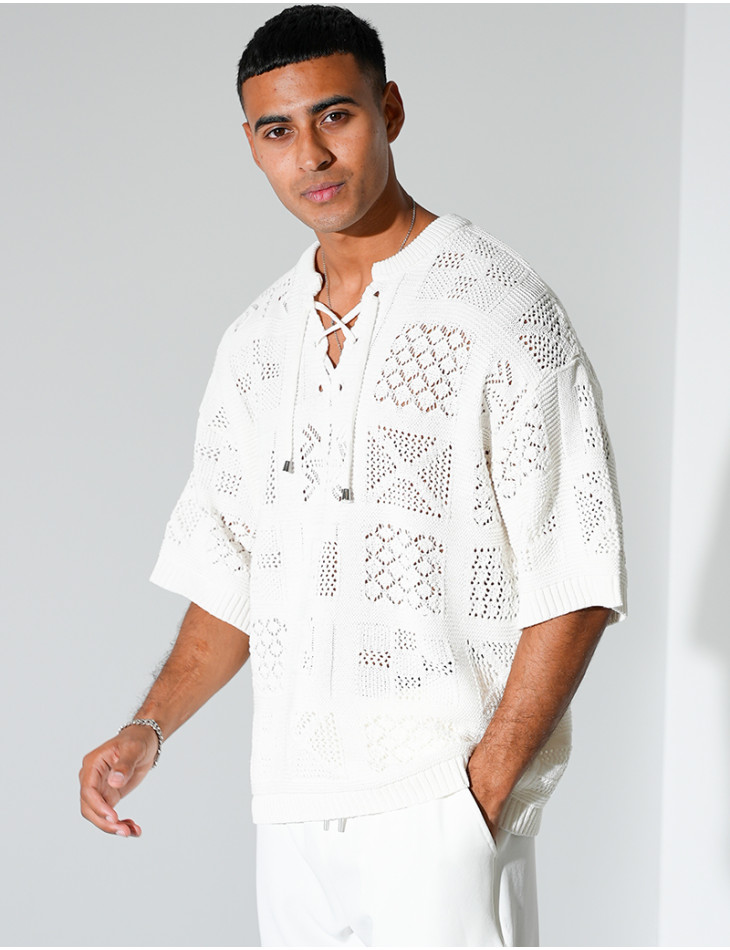 T-shirt ajouré à cordons