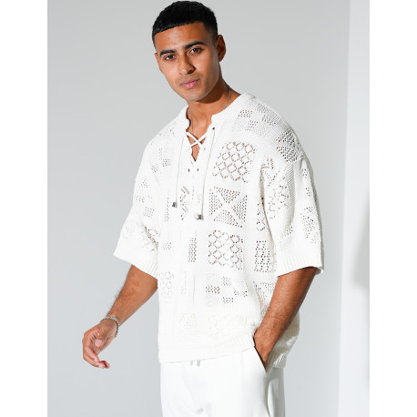 T-shirt ajouré à cordons