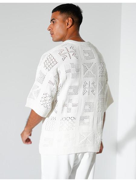 T-shirt ajouré à cordons