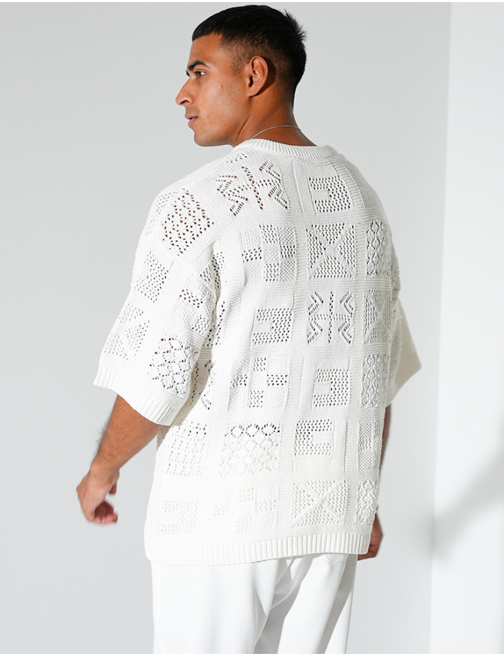 T-shirt ajouré à cordons