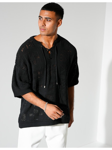 T-shirt ajouré à cordons