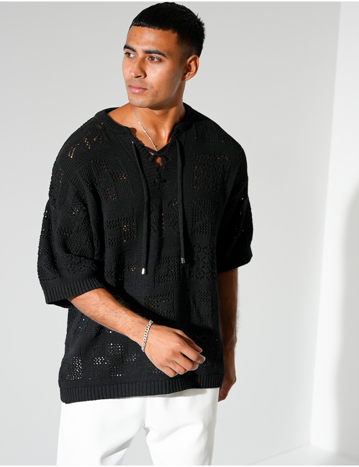 T-shirt ajouré à cordons