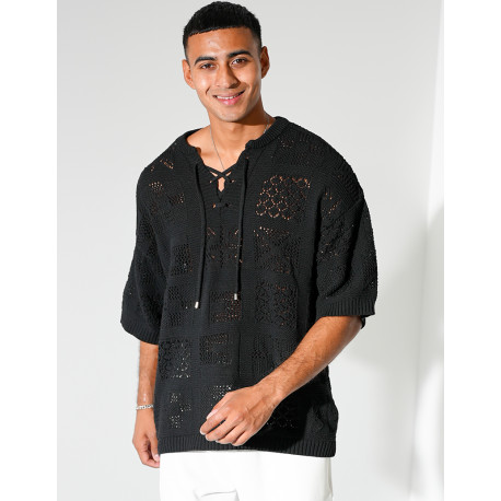 T-shirt ajouré à cordons