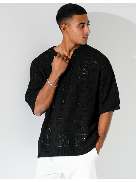 T-shirt ajouré à cordons