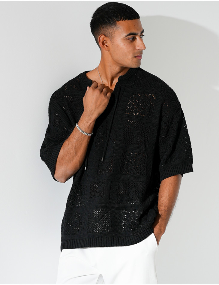 T-shirt ajouré à cordons