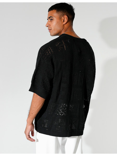 T-shirt ajouré à cordons