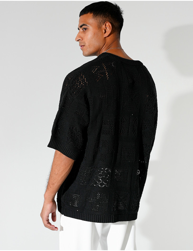 T-shirt ajouré à cordons