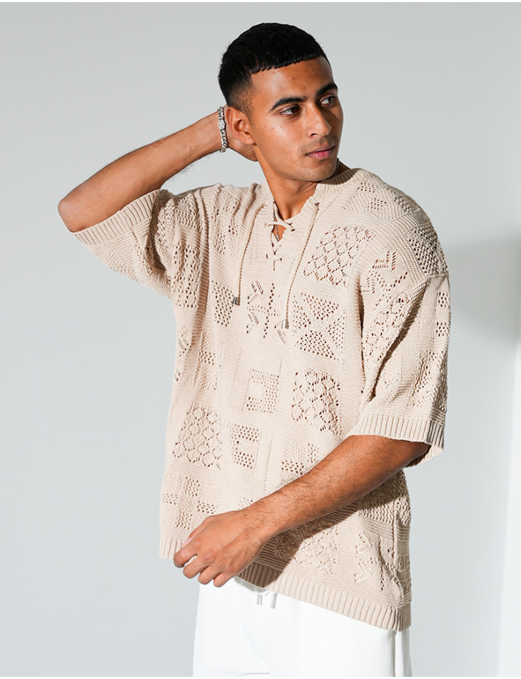 T-shirt ajouré à cordons