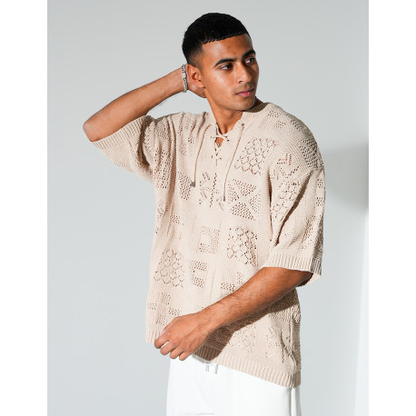 T-shirt ajouré à cordons