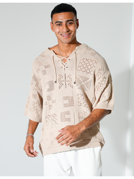 T-shirt ajouré à cordons