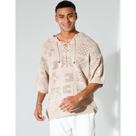 T-shirt ajouré à cordons