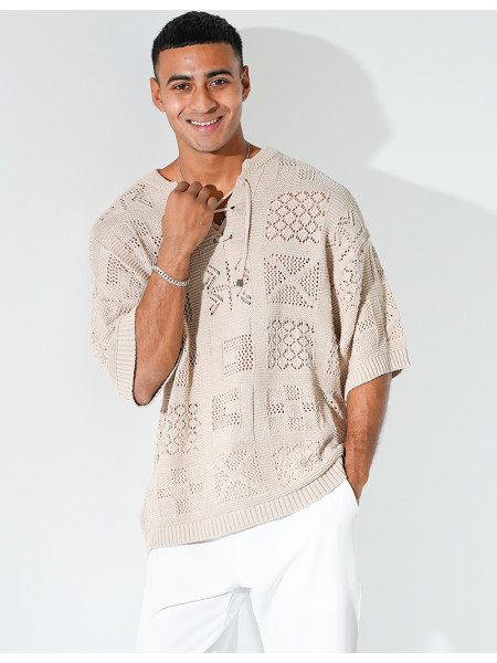 T-shirt ajouré à cordons