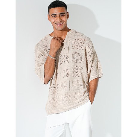 T-shirt ajouré à cordons