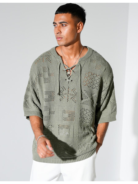 T-shirt ajouré à cordons