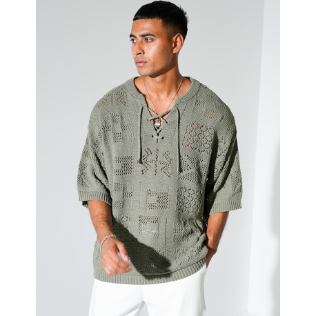 T-shirt ajouré à cordons