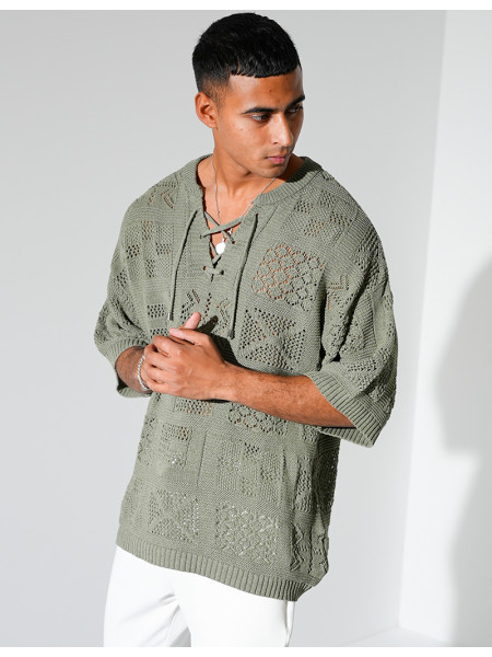 T-shirt ajouré à cordons