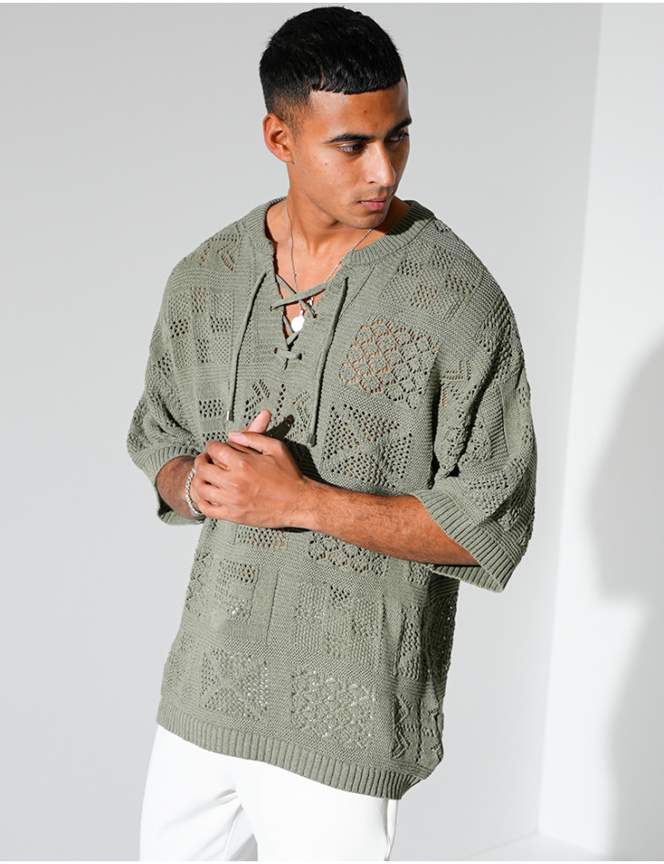 T-shirt ajouré à cordons