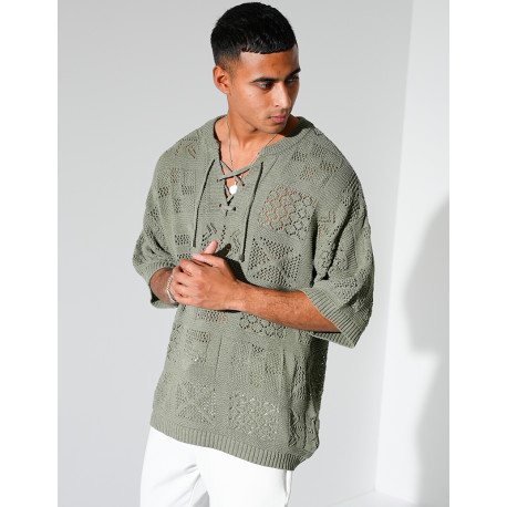 T-shirt ajouré à cordons