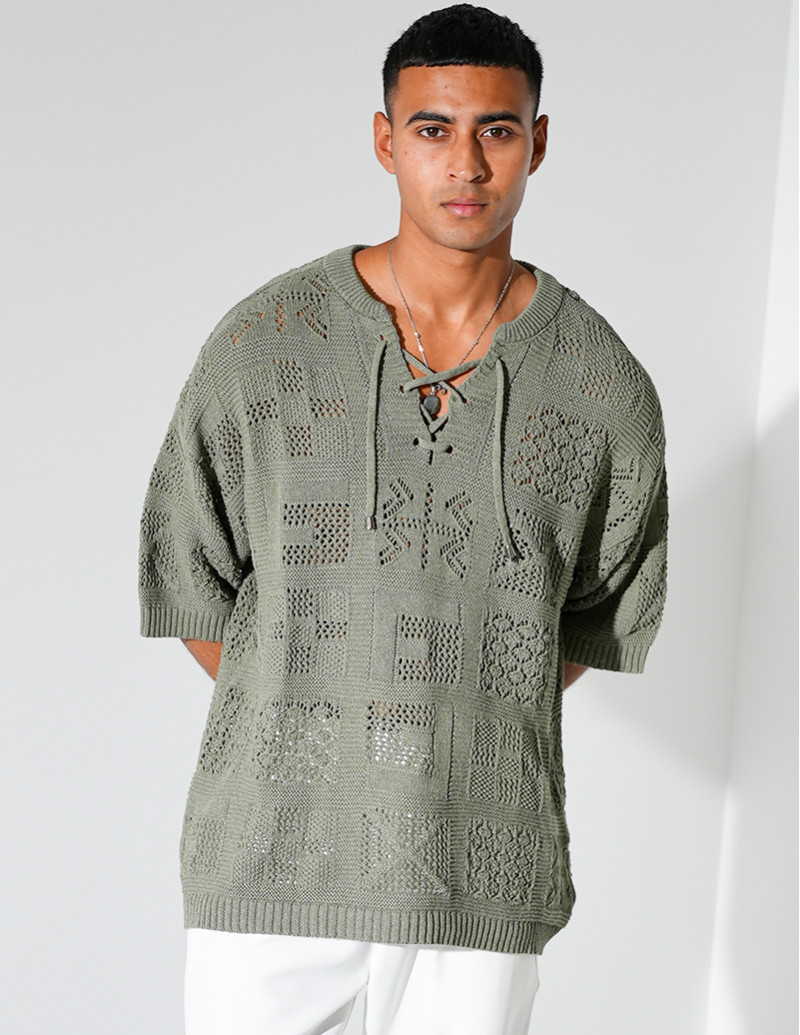 T-shirt ajouré à cordons