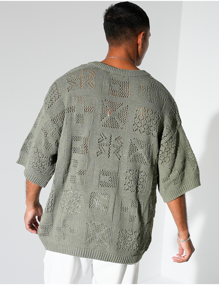 T-shirt ajouré à cordons