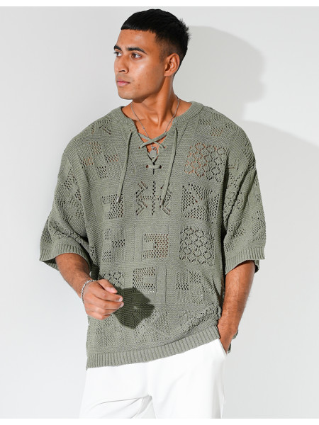 T-shirt ajouré à cordons