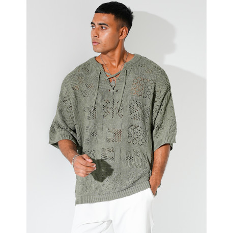 T-shirt ajouré à cordons