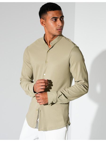 Chemise texturée manches longues à col rond