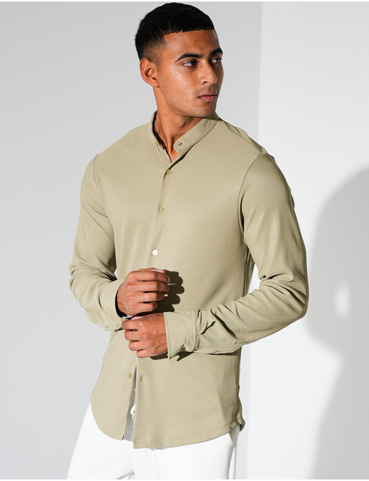 Chemise texturée manches longues à col rond