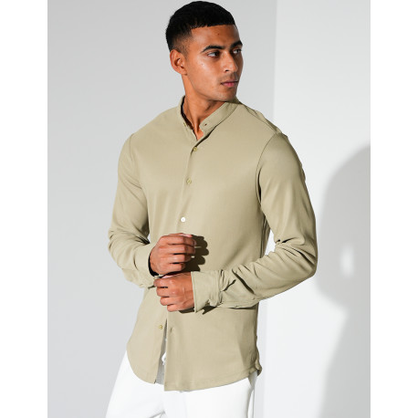 Chemise texturée manches longues à col rond