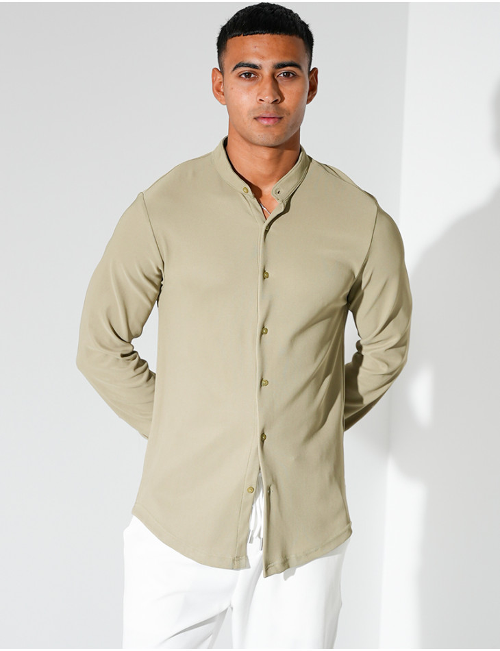 Chemise texturée manches longues à col rond