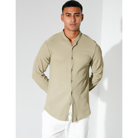 Chemise texturée manches longues à col rond