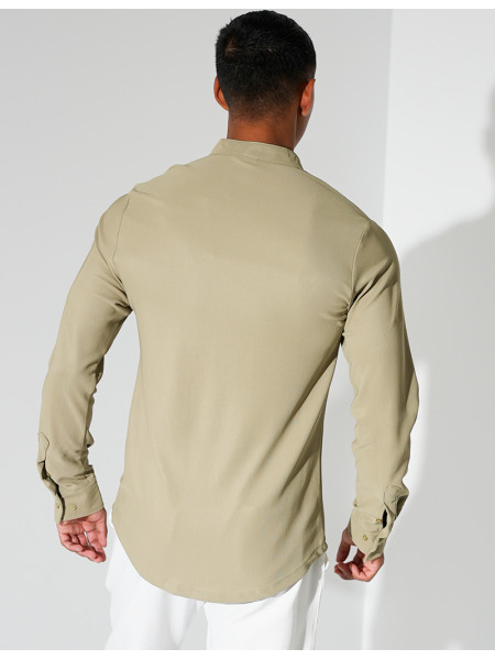 Chemise texturée manches longues à col rond