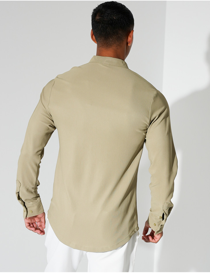 Chemise texturée manches longues à col rond