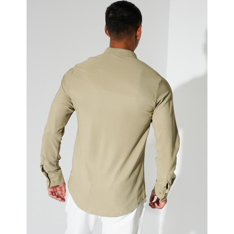 Chemise texturée manches longues à col rond