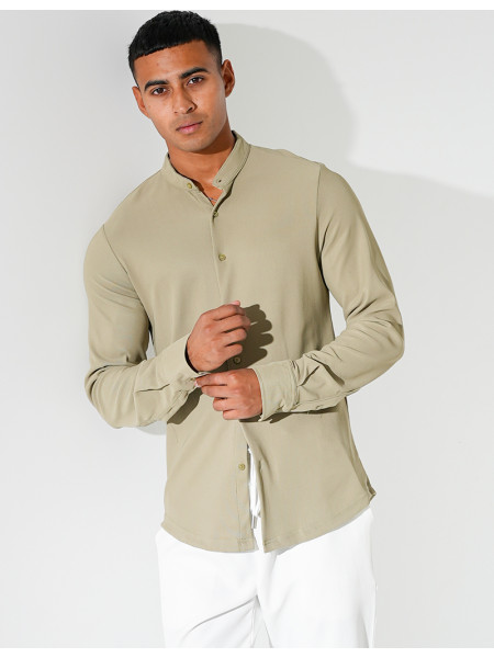 Chemise texturée manches longues à col rond