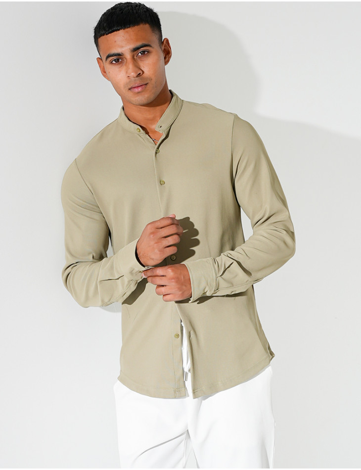 Chemise texturée manches longues à col rond