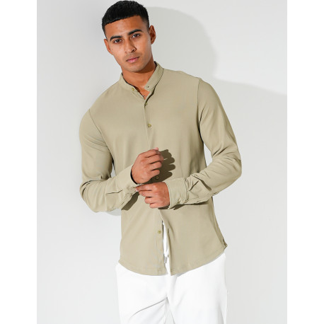 Chemise texturée manches longues à col rond