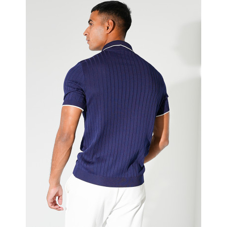 Polo côtelé à bordures contrastantes