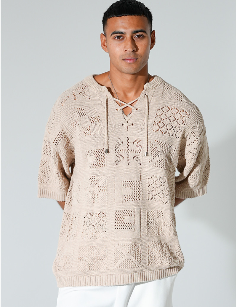 T-shirt ajouré à cordons